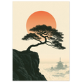 Poster Gaman — pin plié par le vent sur une falaise, affiche d'art japonais INKONAL