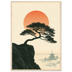 Poster Gaman — pin plié par le vent sur une falaise, affiche d'art japonais INKONAL