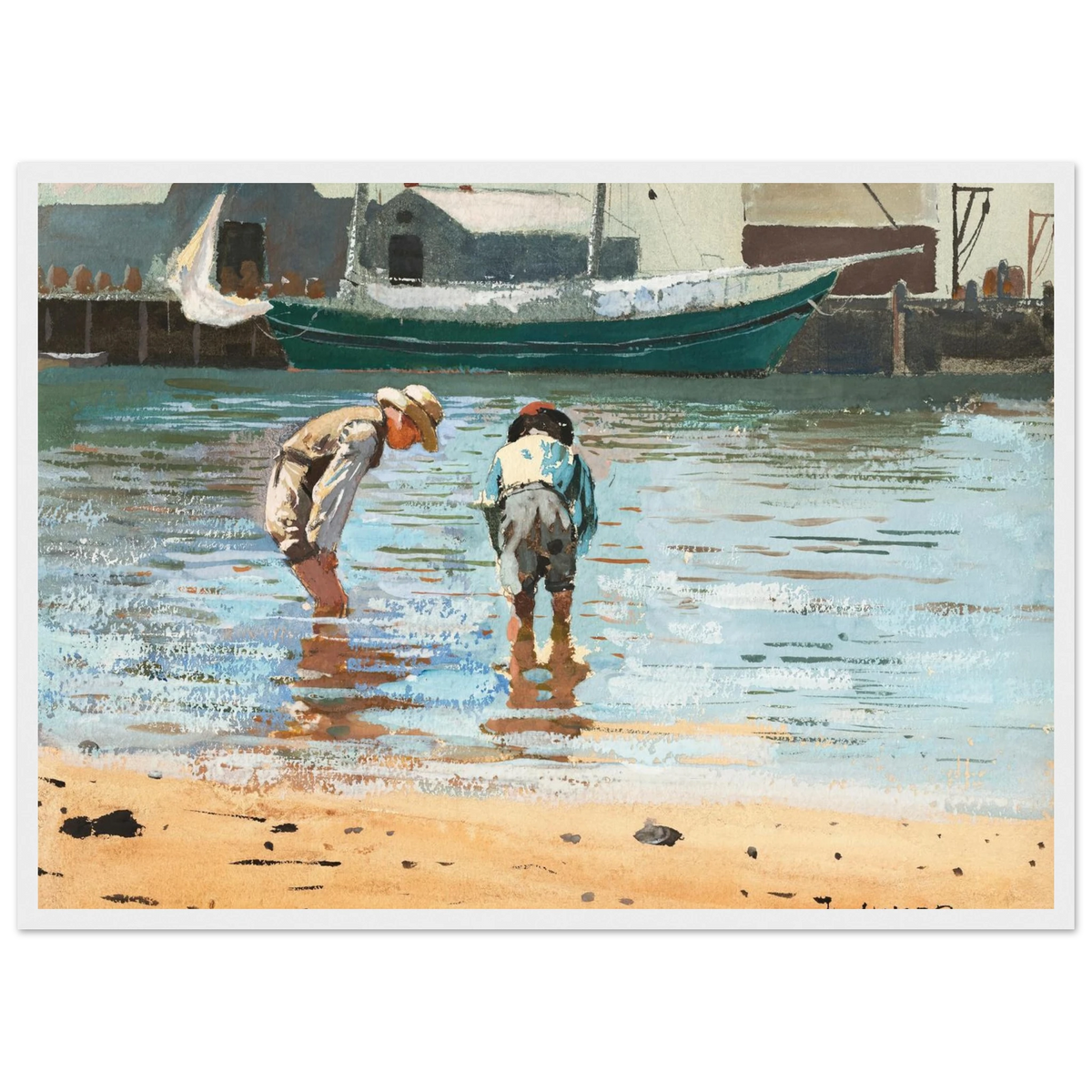 Tableau Garçons pataugeant — Winslow Homer, tirage cadre blanc | INKONAL