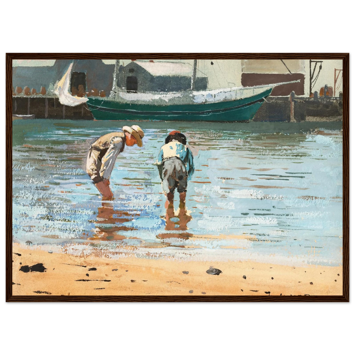 Tableau Garçons pataugeant — Winslow Homer, tirage cadre bois foncé | INKONAL