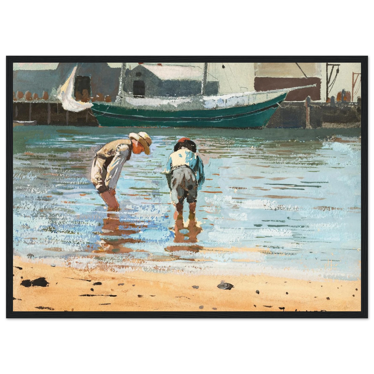 Tableau Garçons pataugeant — Winslow Homer, tirage cadre noir | INKONAL