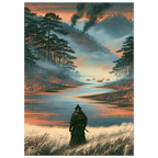 Poster Haisui no jin sans cadre — guerrier de dos face au fleuve, barques en feu, affiche d'art japonais INKONAL