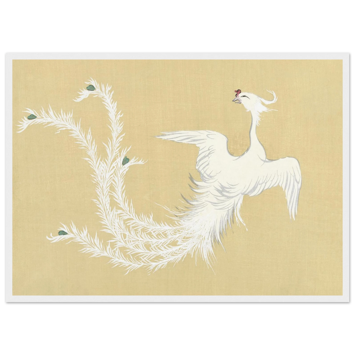 Tableau Le Phénix blanc — Kamisaka Sekka, tirage encadré cadre blanc | INKONAL
