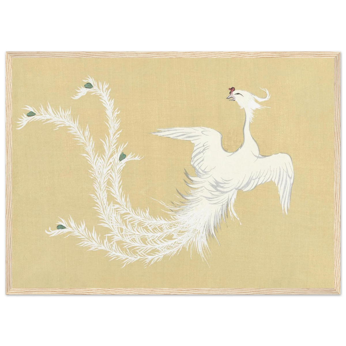 Tableau Le Phénix blanc — Kamisaka Sekka, tirage encadré cadre bois | INKONAL