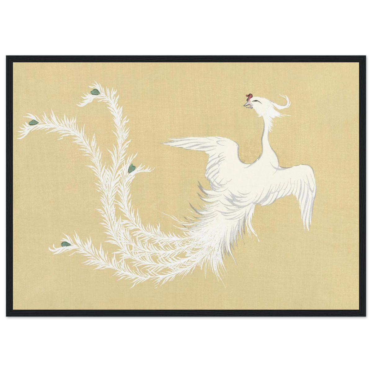Tableau Le Phénix blanc — Kamisaka Sekka, tirage encadré cadre noir | INKONAL