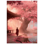 Poster Hanami sans cadre — silhouette sous un cerisier en pleine floraison, affiche d'art japonais INKONAL