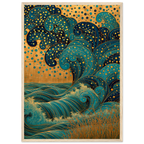 Poster Hotaru — vague de lucioles dorées au-dessus d'une rivière, affiche d'art japonais INKONAL
