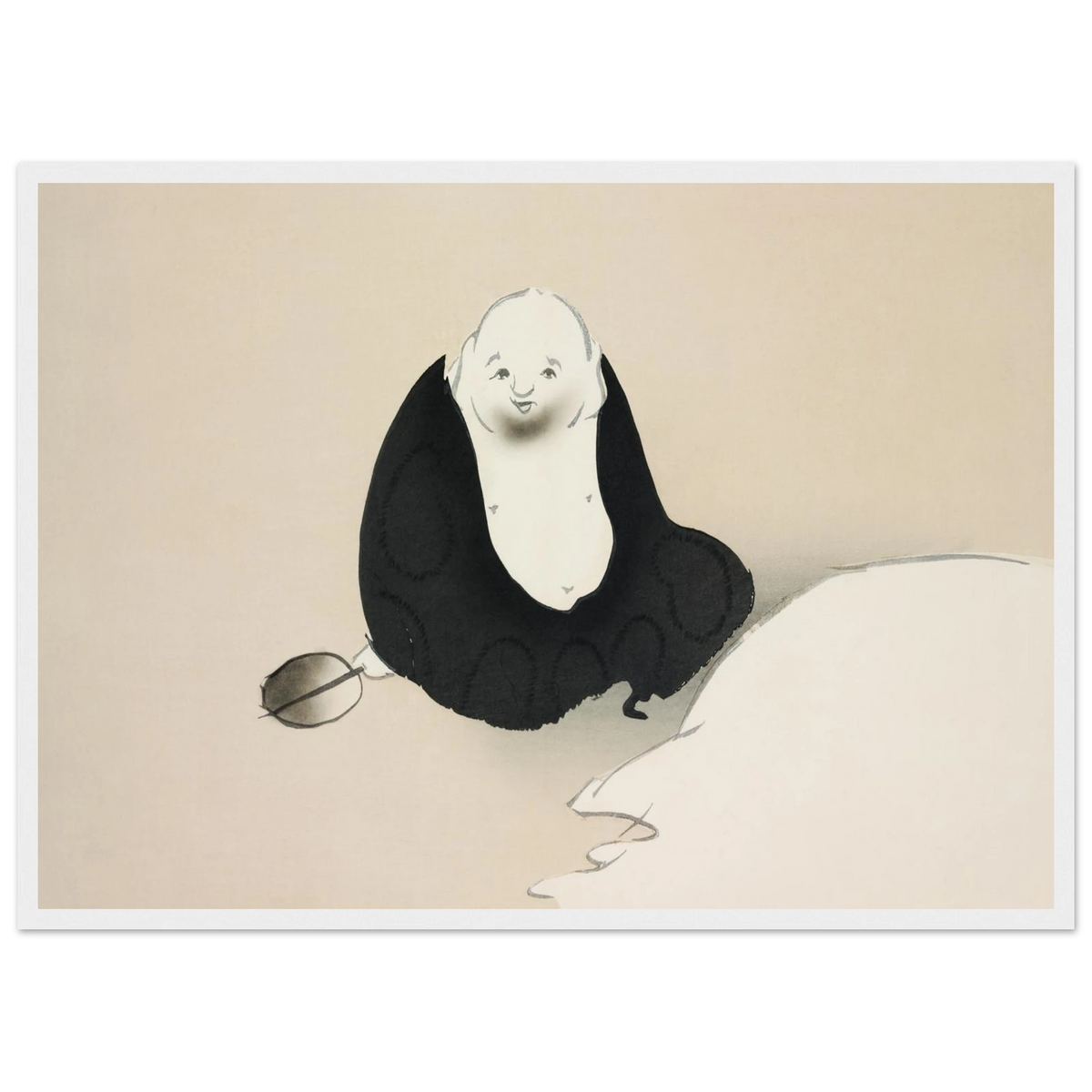 Estampe japonaise HOTEI, Hotei — Kamisaka Sekka, tirage encadré cadre blanc | INKONAL