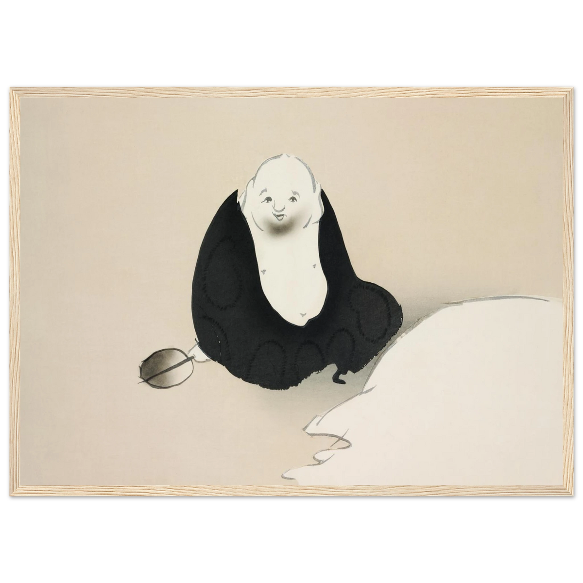 Estampe japonaise HOTEI, Hotei — Kamisaka Sekka, tirage encadré cadre bois | INKONAL