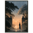 Poster Ichigo Ichie — silhouette seule à une porte ouverte face à un chemin vide, affiche d'art japonais INKONAL