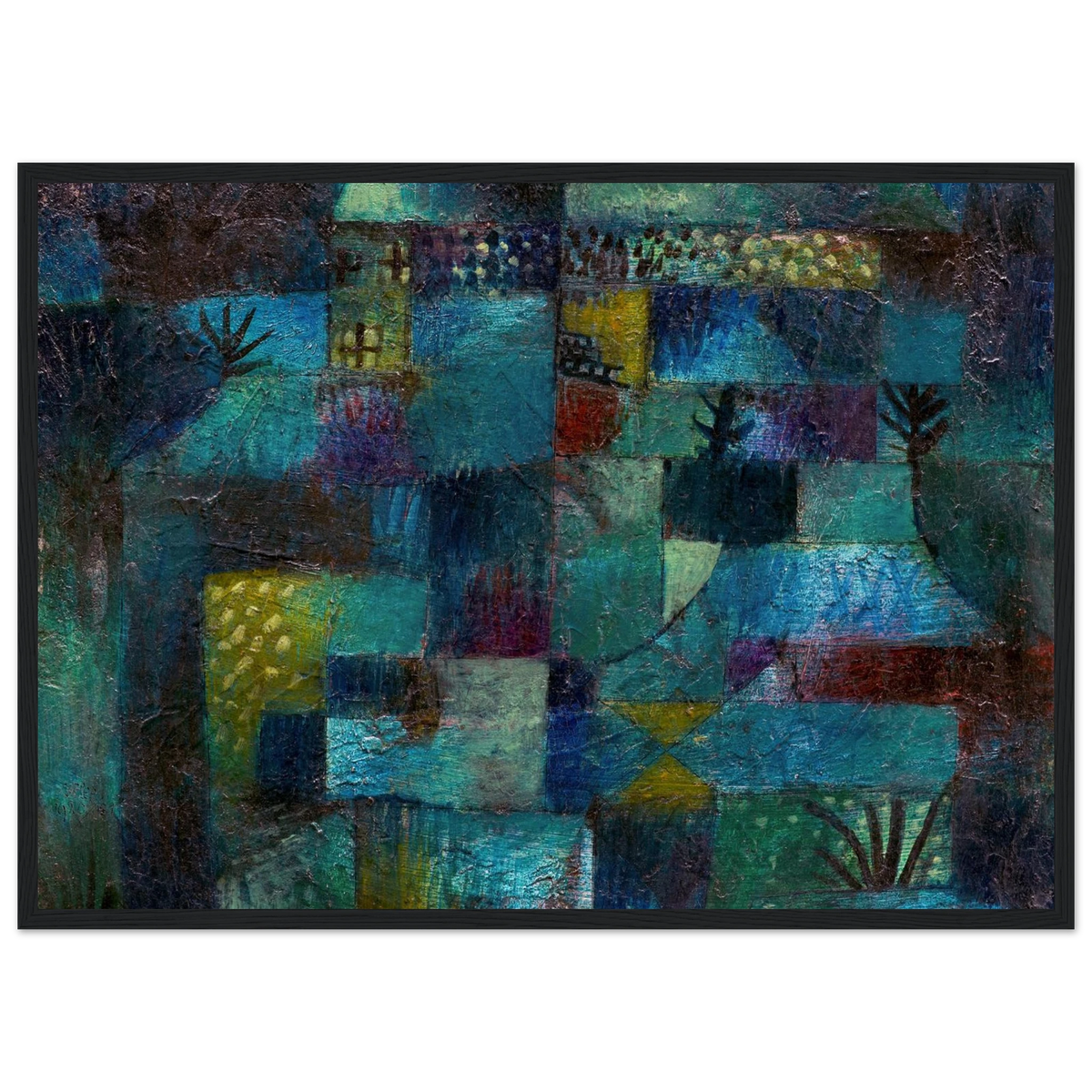 Tableau Jardin en terrasses — Paul Klee, tirage cadre noir | INKONAL
