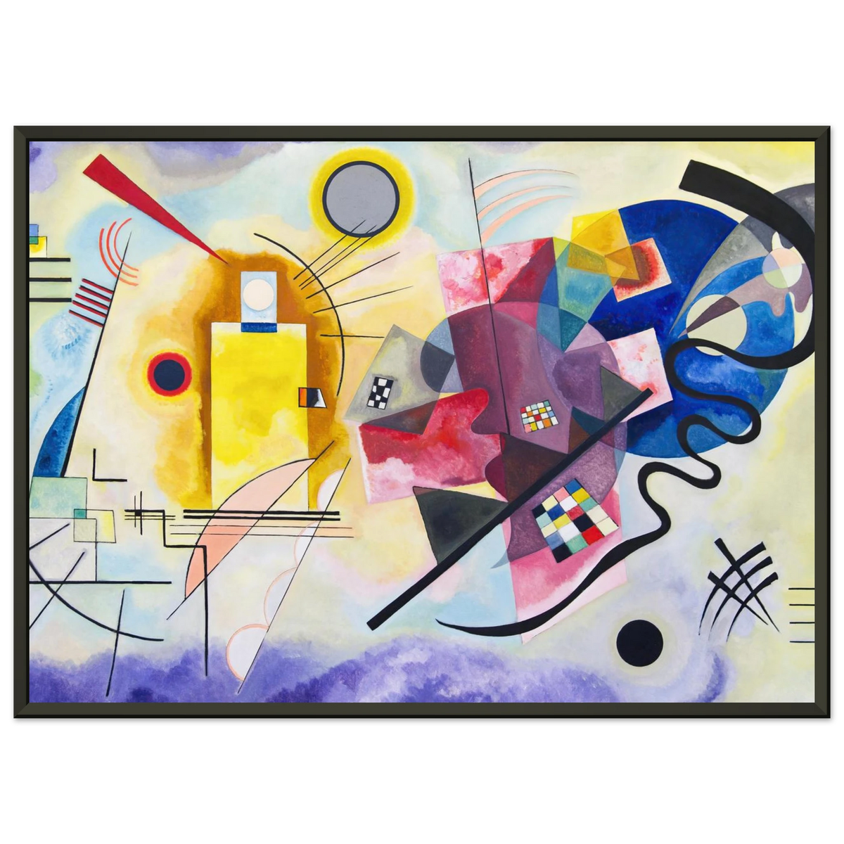 Jaune-Rouge-Bleu — Wassily Kandinsky, tirage encadré cadre noir | INKONAL