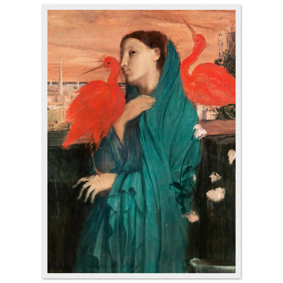 Tableau Jeune femme aux ibis — Edgar Degas, tirage cadre blanc | INKONAL