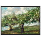 Poster Jeune fille cueillant des fleurs de pommier de Winslow Homer, encadré cadre noir – affiche d'art INKONAL