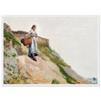 Tableau Jeune fille portant un panier — Winslow Homer, tirage cadre blanc | INKONAL