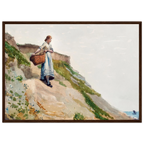 Tableau Jeune fille portant un panier — Winslow Homer, tirage cadre bois foncé | INKONAL