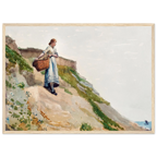 Tableau Jeune fille portant un panier — Winslow Homer, tirage cadre bois | INKONAL