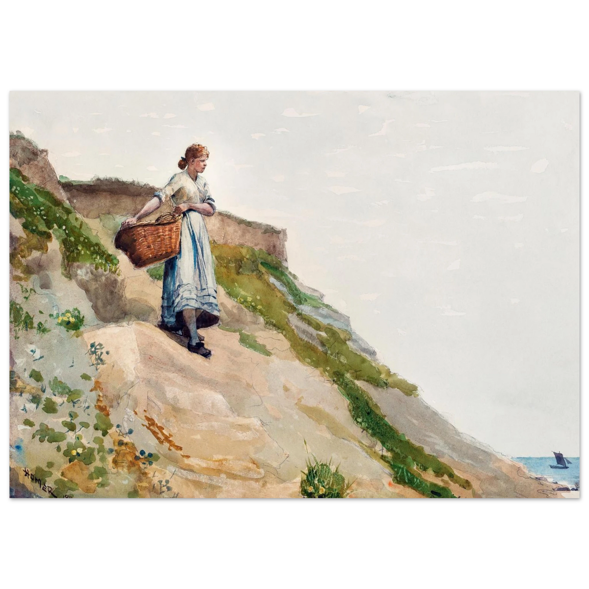 Tableau Jeune fille portant un panier — Winslow Homer, tirage sans cadre | INKONAL