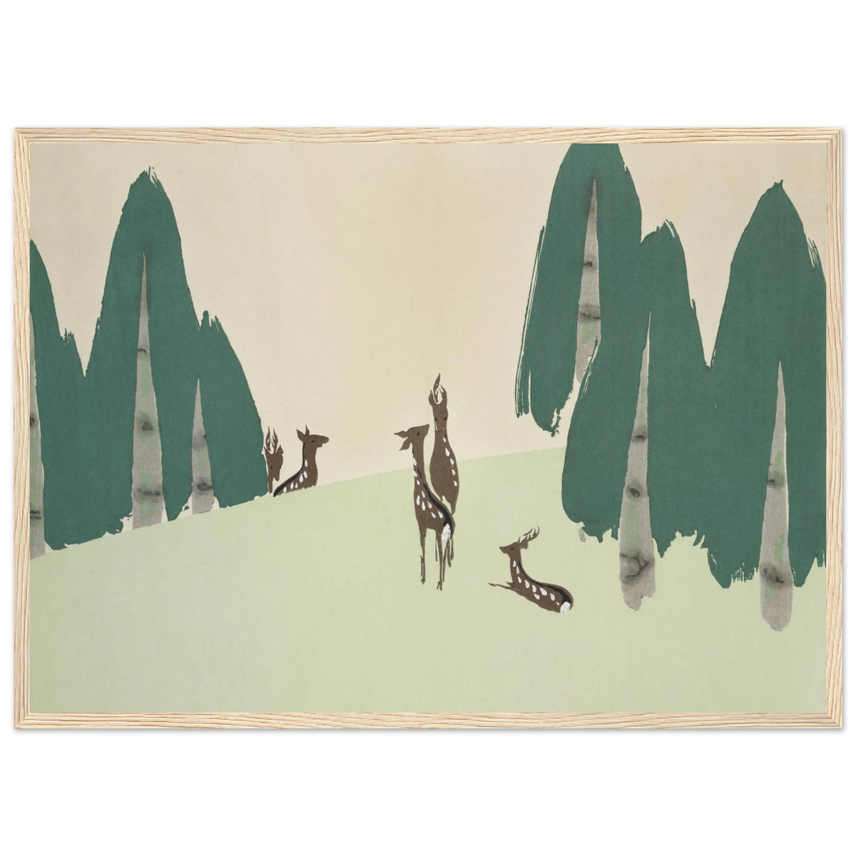 Tableau La Plaine de Kasuga — Kamisaka Sekka, tirage encadré cadre bois | INKONAL