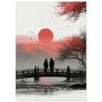 Poster Koi no Yokan sans cadre — deux silhouettes sur un pont face au soleil couchant, affiche d'art japonais INKONAL