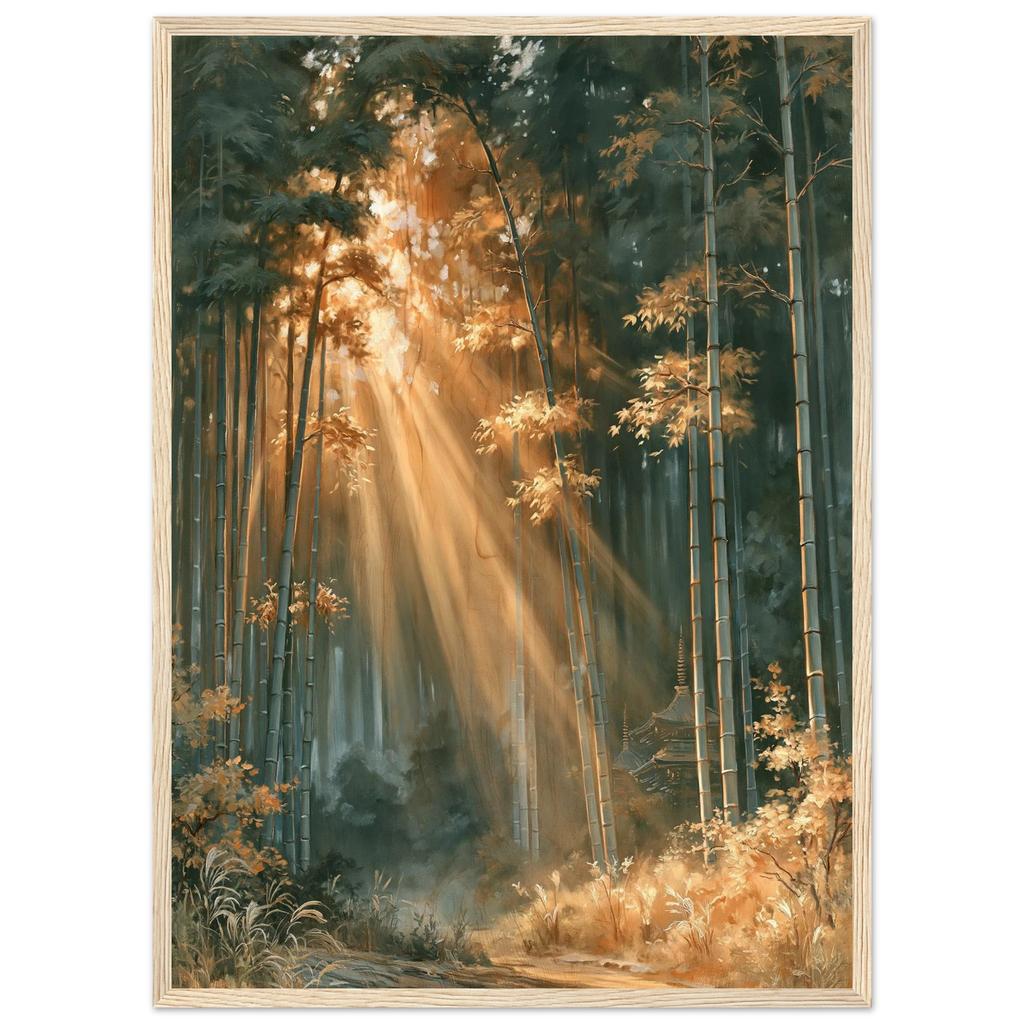 Poster Komorebi — lumière filtrant à travers des bambous, affiche d'art japonais INKONAL