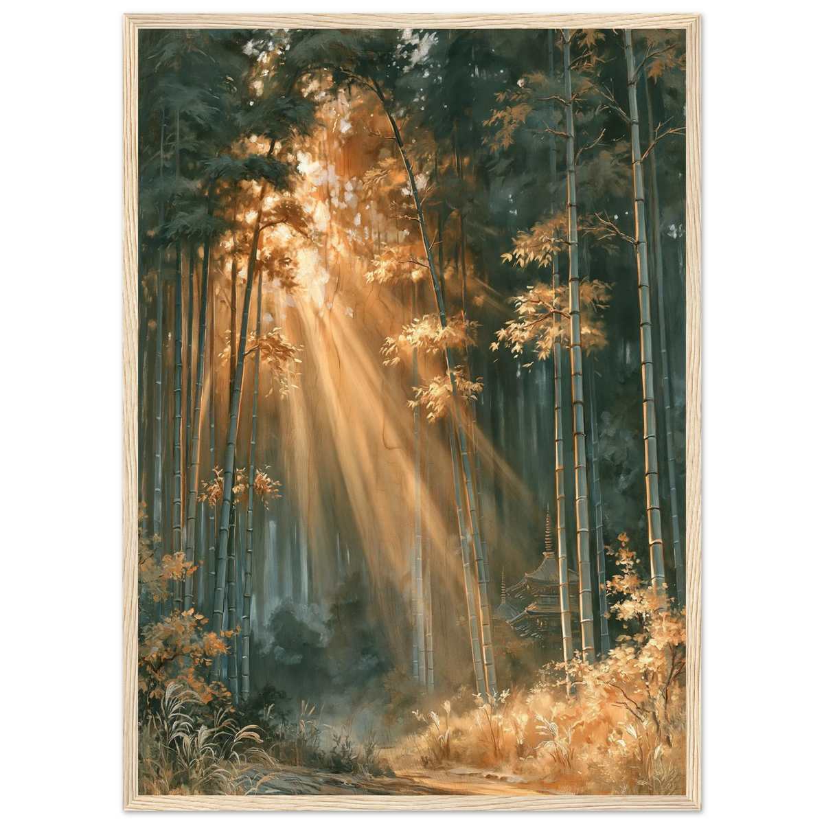 Poster Komorebi — lumière filtrant à travers des bambous, affiche d'art japonais INKONAL