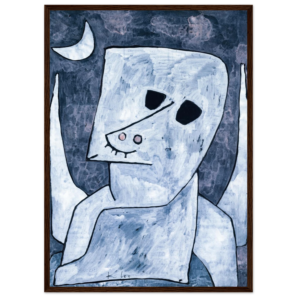 Tableau L'Ange postulant — Paul Klee, tirage encadré cadre bois foncé | INKONAL