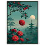 Poster Tsubaki — fleur de camélia tombant intacte, affiche d'art japonais INKONAL