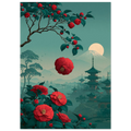 Poster Tsubaki — fleur de camélia tombant intacte, affiche d'art japonais INKONAL