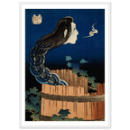 Poster Sarayashiki, Le Manoir aux assiettes encadré cadre blanc, estampe japonaise Hokusai INKONAL