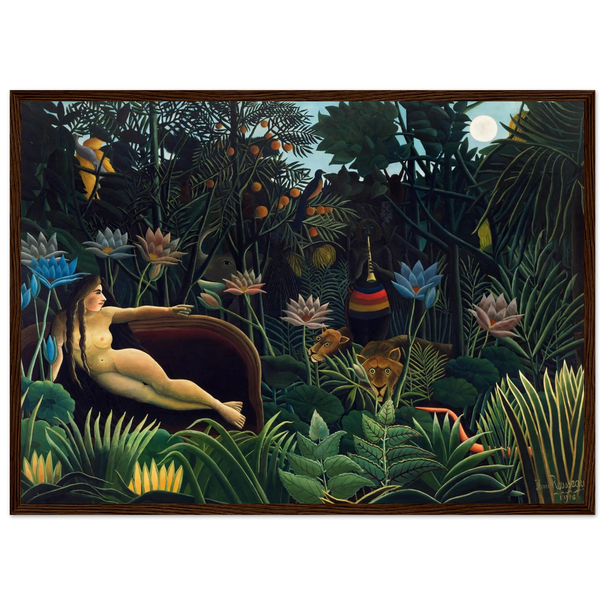 Tableau Le Rêve — Henri Rousseau, tirage cadre bois foncé | INKONAL