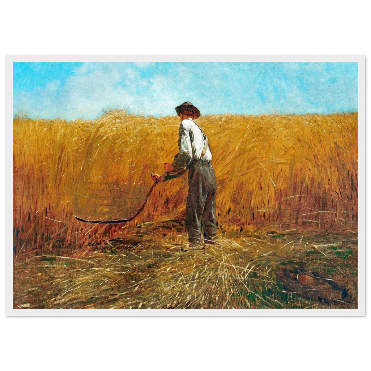 Tableau Le Vétéran dans un nouveau champ — Winslow Homer, tirage cadre blanc | INKONAL