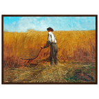 Tableau Le Vétéran dans un nouveau champ — Winslow Homer, tirage cadre bois foncé | INKONAL