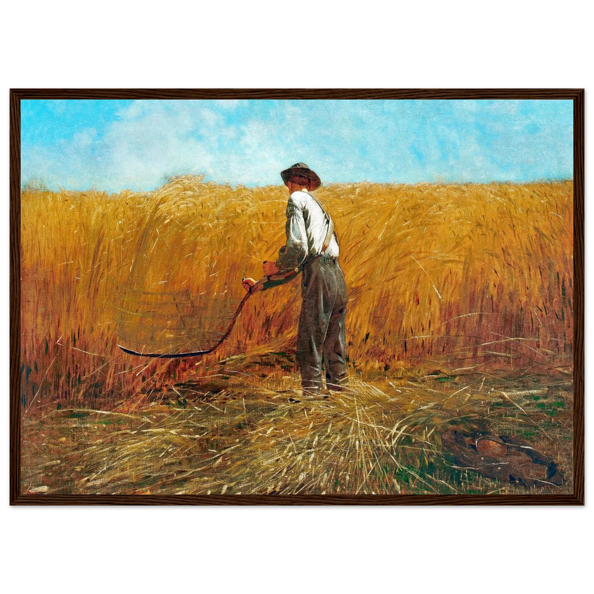 Tableau Le Vétéran dans un nouveau champ — Winslow Homer, tirage cadre bois foncé | INKONAL