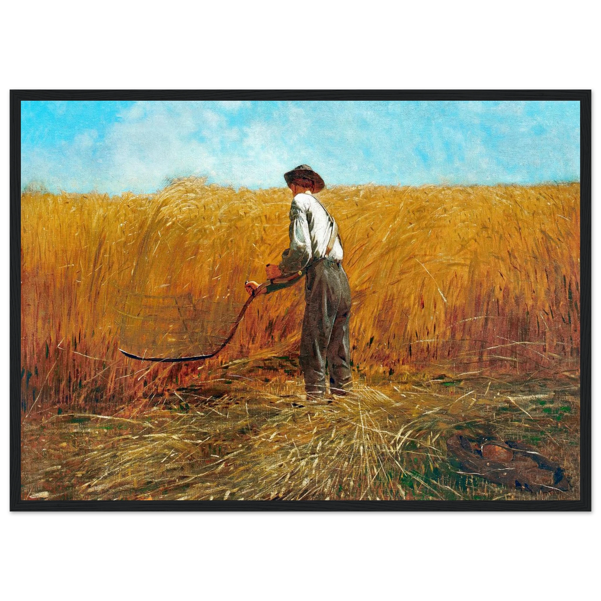Tableau Le Vétéran dans un nouveau champ — Winslow Homer, tirage cadre noir | INKONAL