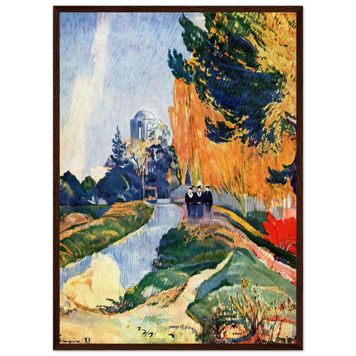 Tableau Les Alyscamps — Paul Gauguin, tirage encadré cadre bois foncé | INKONAL