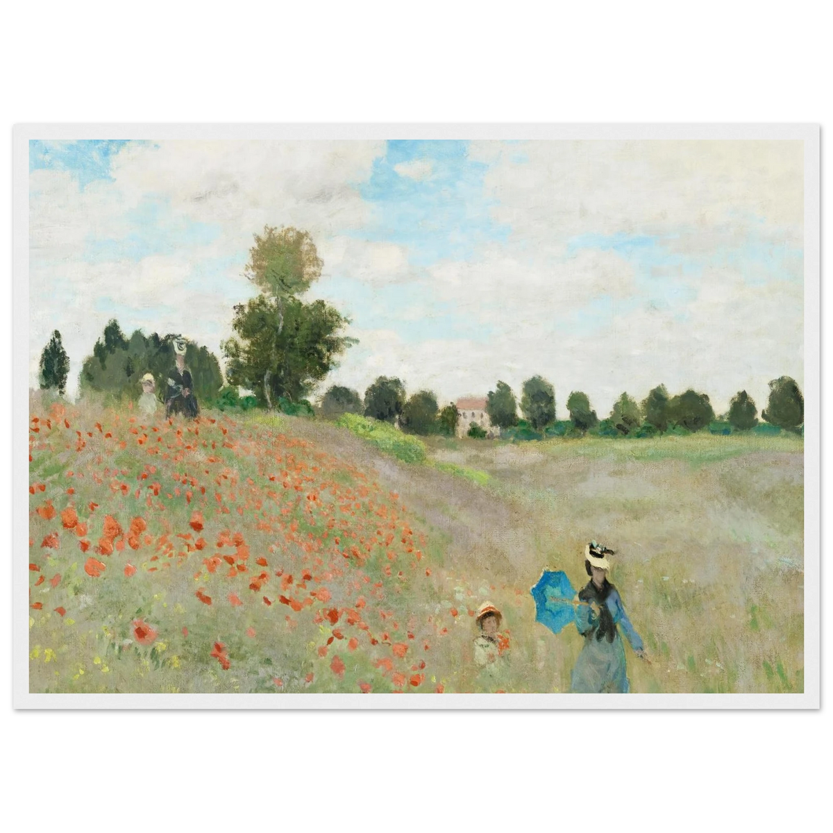 Tableau Les Coquelicots — Claude Monet, tirage cadre blanc | INKONAL