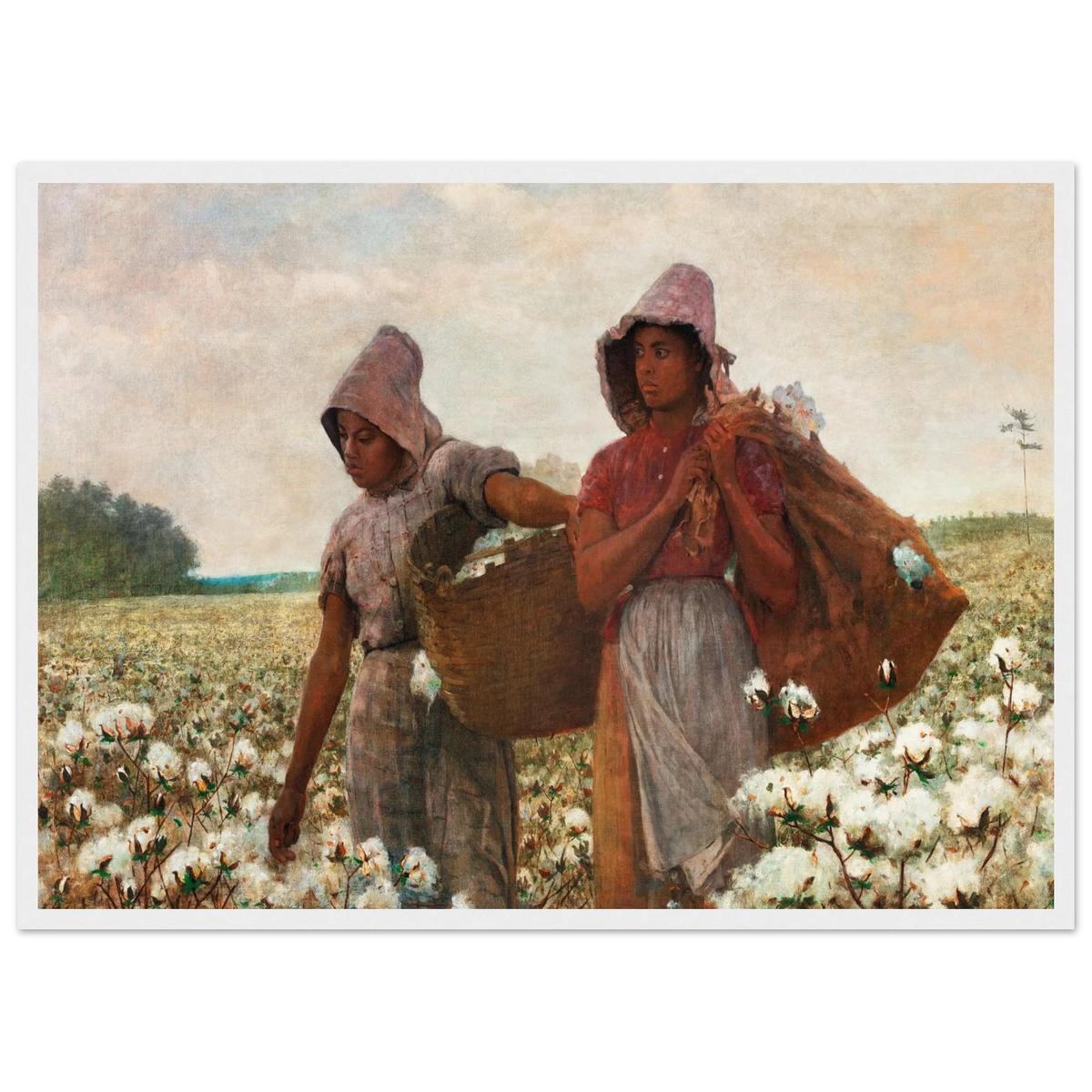 Tableau Les Cueilleuses de coton — Winslow Homer, tirage cadre blanc | INKONAL