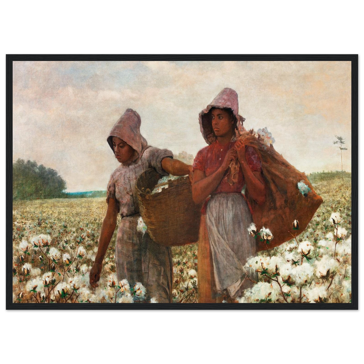 Tableau Les Cueilleuses de coton — Winslow Homer, tirage cadre noir | INKONAL