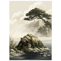 Poster Minogame sans cadre — tortue au long manteau d'algues, affiche d'art japonais INKONAL