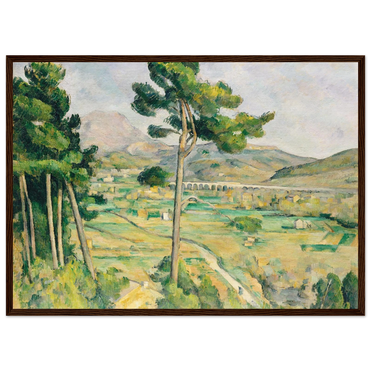 Tableau La Montagne Sainte-Victoire au grand pin — Paul Cézanne, tirage cadre bois foncé | INKONAL