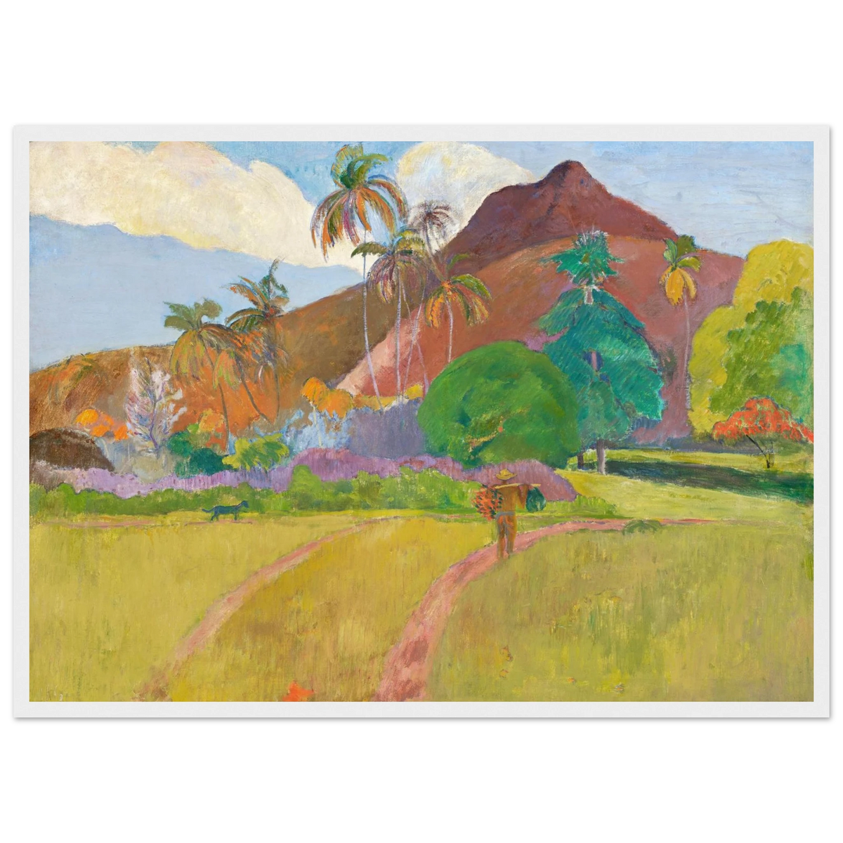 Tableau Montagnes tahitiennes — Paul Gauguin, tirage cadre blanc | INKONAL