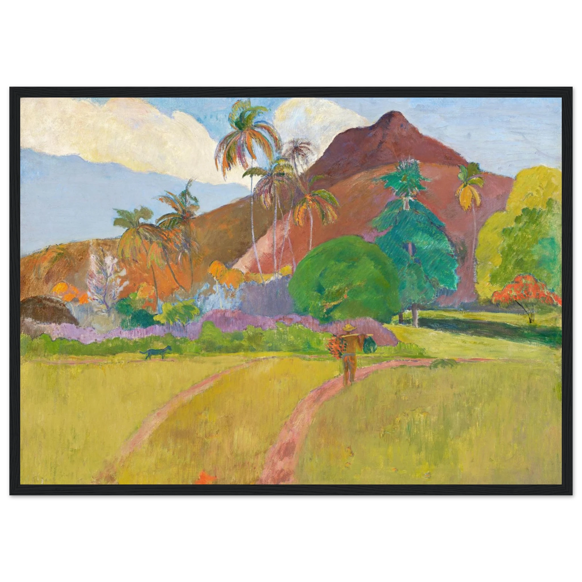 Tableau Montagnes tahitiennes — Paul Gauguin, tirage cadre noir | INKONAL