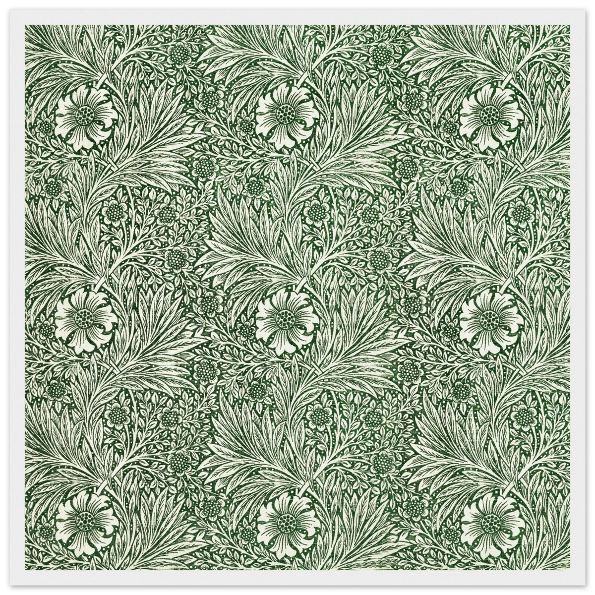 Motif Souci, fond vert — William Morris, tirage cadre blanc | INKONAL