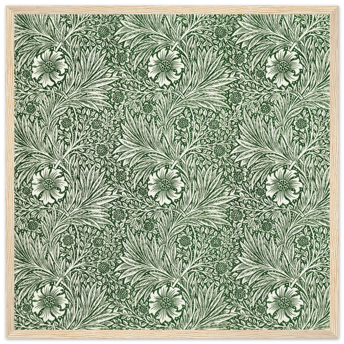 Motif Souci, fond vert — William Morris, tirage cadre bois | INKONAL
