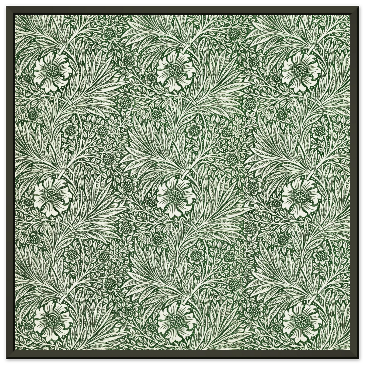 Motif Souci, fond vert — William Morris, tirage cadre noir | INKONAL