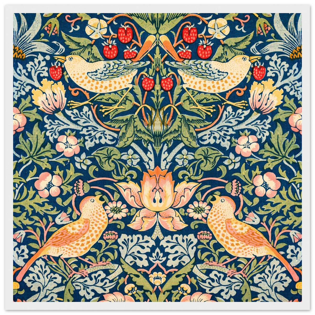 Motif Voleur de fraises — William Morris, tirage cadre blanc | INKONAL