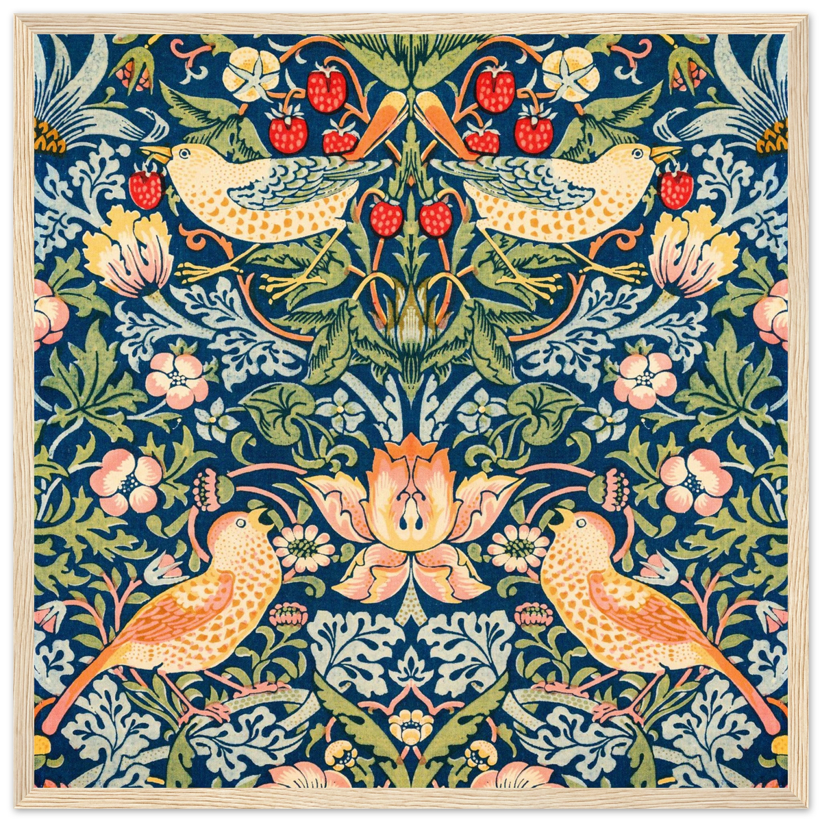 Motif Voleur de fraises — William Morris, tirage cadre bois | INKONAL