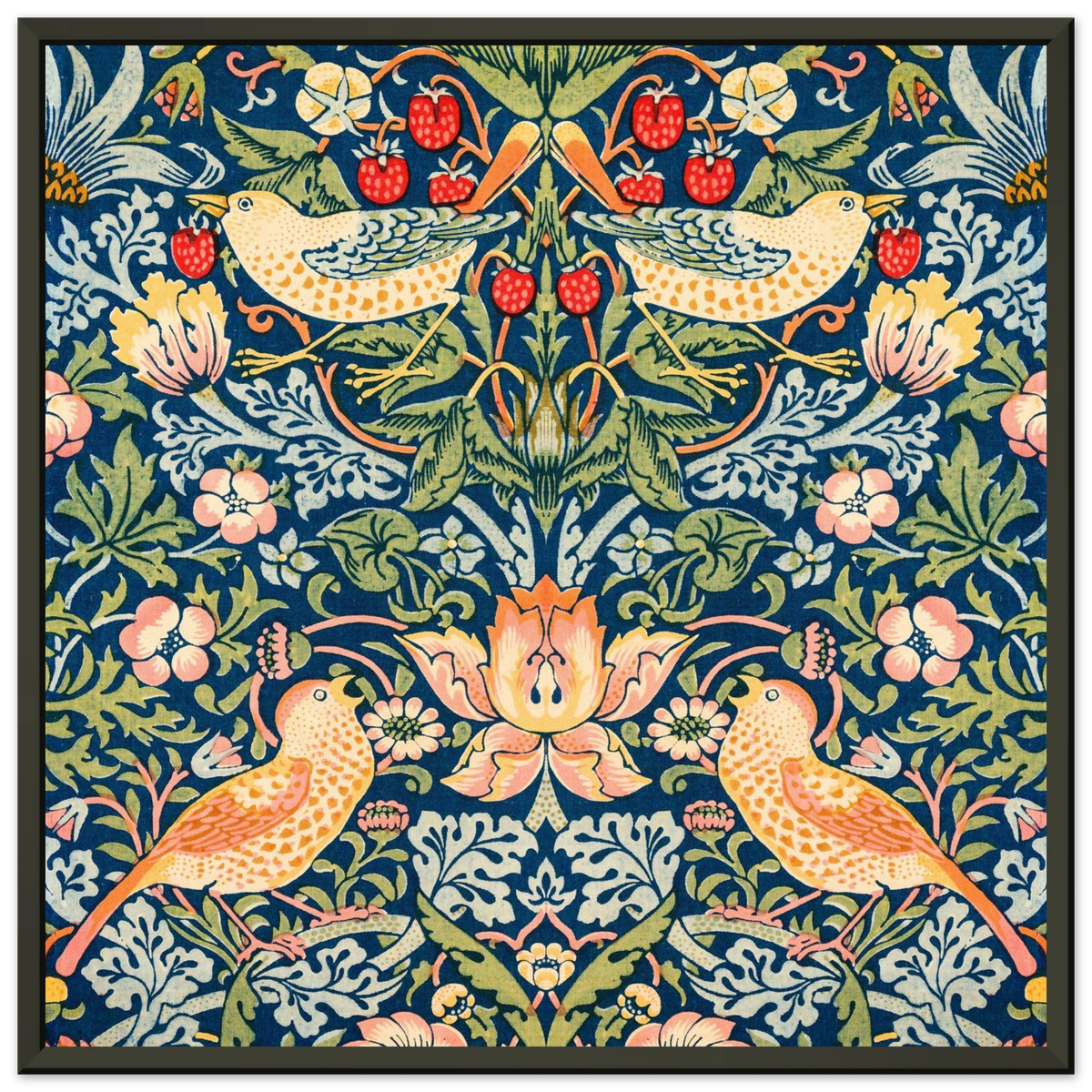 Motif Voleur de fraises — William Morris, tirage cadre noir | INKONAL