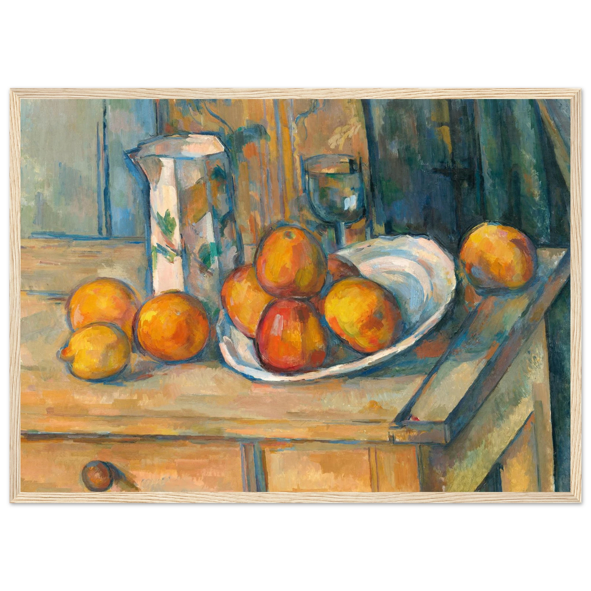 Tableau Nature morte, pot au lait et fruits — Paul Cézanne, tirage cadre bois | INKONAL